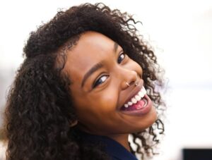 woman smiling with bright white teeth